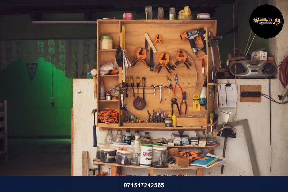 A detailed view of an organized workbench with tools in a traditional Mexican carpentry workshop. A detailed view of an organized workbench with tools in a traditional Mexican carpentry workshop.